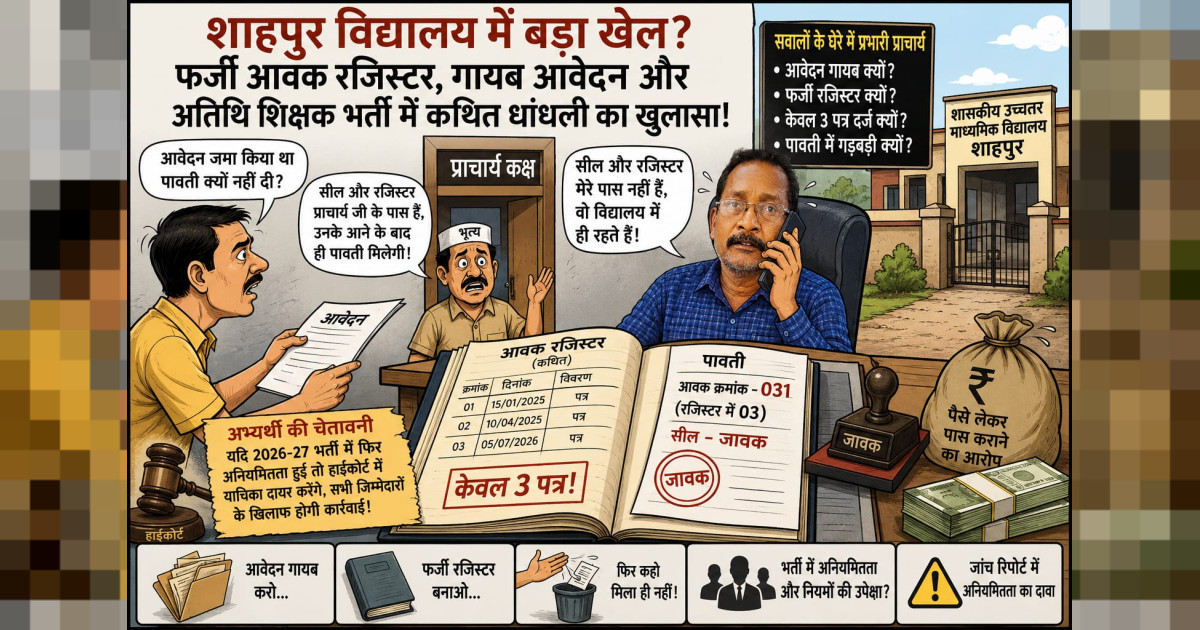 शाहपुर विद्यालय में बड़ा खेल? फर्जी आवक रजिस्टर, गायब आवेदन और अतिथि शिक्षक भर्ती में कथित धांधली का खुलासा!