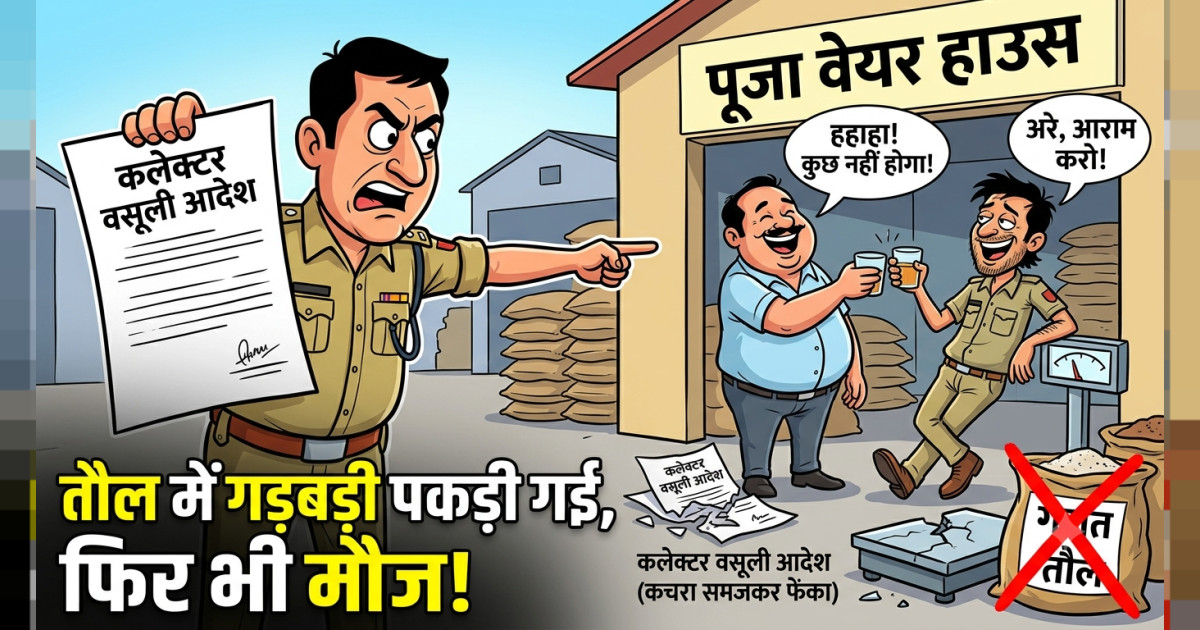 तौल में गड़बड़ी पकड़ी गई, फिर भी वेयर हाउस और अधिकारी दोनों मौज में