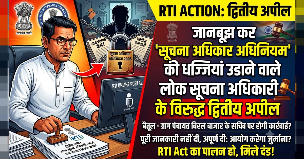 जानबूझ कर सूचना अधिकार अधिनियम की धज्जियां उडाने  वाले लोक सूचना अधिकारी के विरुद्ध की दितीय अपील